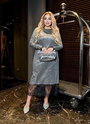 Жіноча нарядна, святкова, вечірня сукня з мереживом | 779