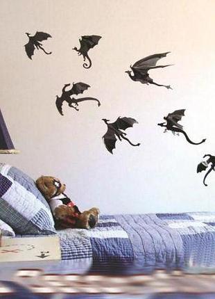 Драконы на стену 3d эффект (набор 7 шт) abc хэллоуин