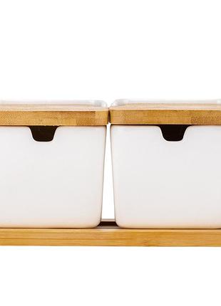 Набор емкостей для хранения на бамбуковой подставке "лакомка", 20 см elisey