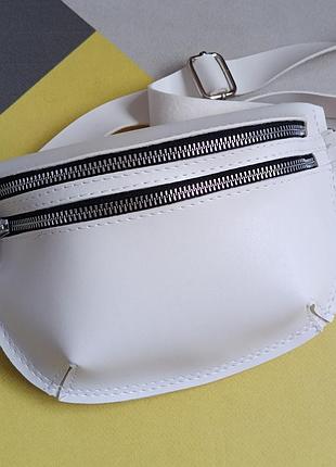 Сумка женская бананка белая поясная сумка