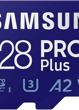 Карта памяти samsung pro plus microsd 128gb + адаптер, до 180 mb/s (б/у)