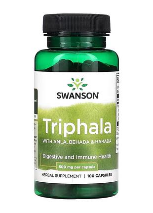 Swanson, трифала с амлой, бибхитаки и харитаки, 500 мг, 100 капсул