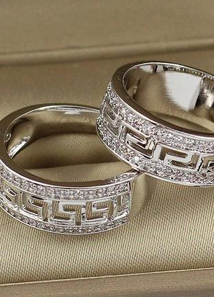 Кольцо xuping jewelry с греческим узором р 17 серебристое