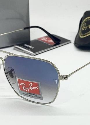 Стильные солнцезащитные очки r*y b*n минеральное стекло разные цвета голубой