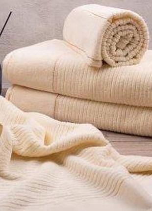 Полотенце махове обличчя oxford 50х90 см прямюровий бордюр молочний / 1040