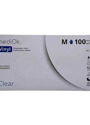 Рукавички вінілові, mediok clear (100шт / 50 пар), прозорі, m