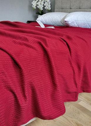 Пике косичка, вишневый джем (нав. 45*45см-2шт) плед 140*220см