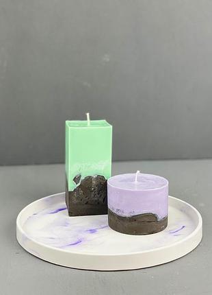 Набор соевых свечей в бетоне с эфирными аромамаслами 2шт fresh & amber