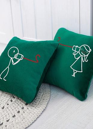 Подушки парные для влюбленных для влюбленных «связь» подушки на день святого валентина флок зеленый