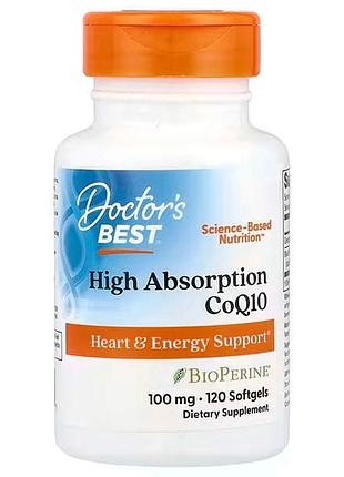 Коензим q10, coq10, doctor's best, з високим ступенем засвоєння, 100 мг, 120 гелевих капсул