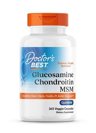 Глюкозамин хондроитин мсм, glucosamine chondroitin msm, doctor's best, 360 вегетарианских капсул