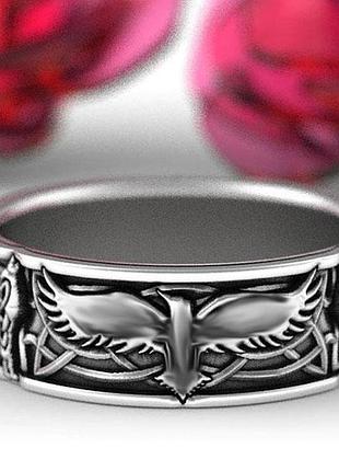 Скандинавское кольцо с орлом и волками