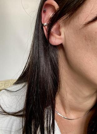 Каффы три вида на хрящик в стиле минимализм, цена за 3 шт, серьги без прокола, серебряное покрытие 925 пробы одинарні