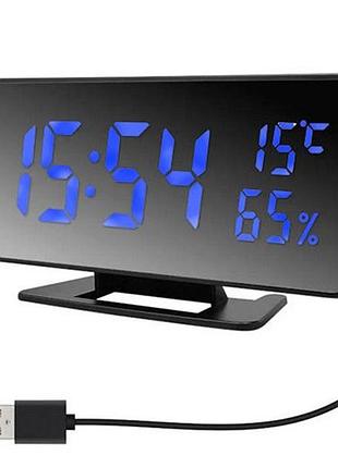 Годинник настільний дзеркальний vst-888y-5 usb з синім циферблатом, настільний годинник з підсвічуванням