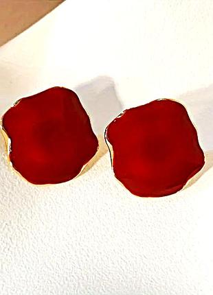 Сережки женские бижутерия бордовые