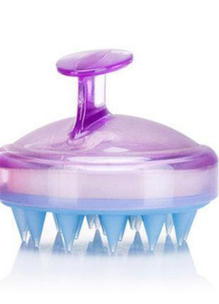 Силіконовий масажер, щітка для шкіри голови (шабер для миття волосся) фіолетовий