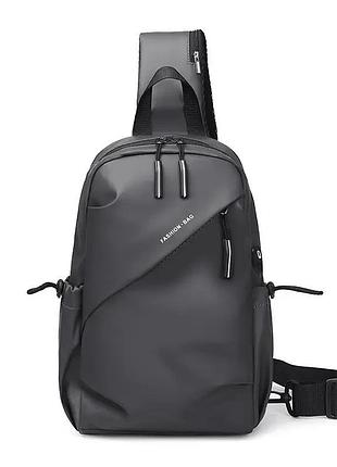 Сумка мужская слинг повседневная водонепроницаемая на плечо серая tiding