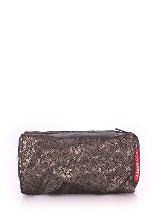 Косметичка poolparty черный в горох блестящая