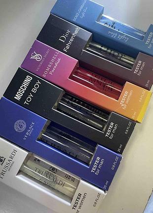 Тестери парфумів, чоловічі та жіночі аромати, moschino, dior,trussardi, versace,victoria's secret,d&g