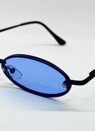 Стильні сонцезахисні окуляри вузькі овали різні кольори сині