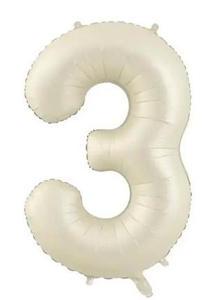 Цифра фольгированная 3 кремовая 32" 81 см
