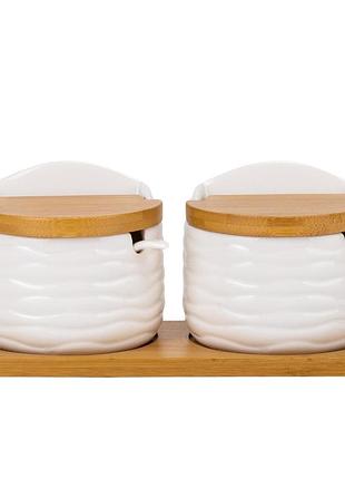 Набор емкостей для хранения на бамбуковой подставке "сладкая жизнь", 24 см elisey
