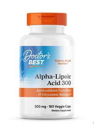 Альфа-липоевая кислота, alpha-lipoic acid, doctor's best, 300 мг, 180 веганских капсул
