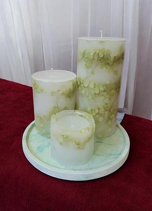 Свечной набор "весенняя свежесть" на подставке, с ароматом кофе