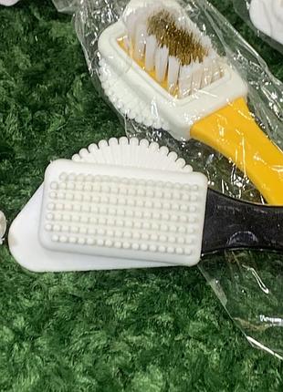 Щетка для обуви из нубука и замши 4-х стороны +жезлезные ворсинки н1628 универсальная щетка 4-в-1 для ухода з