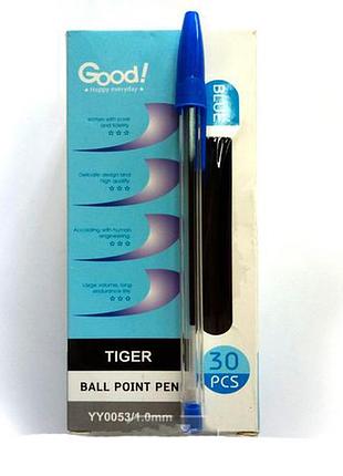 Ручка шариковая tiger, синяя 30шт (6360)
