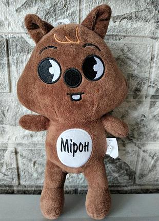 М'яка іграшка принт ім'я на вибір бобер коричневий квока хан плюшевий з індивідуальним принтом