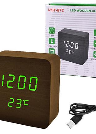 Электронные часы с термометром и функцией активация по звуку vst-872-4, часы электронные настольные