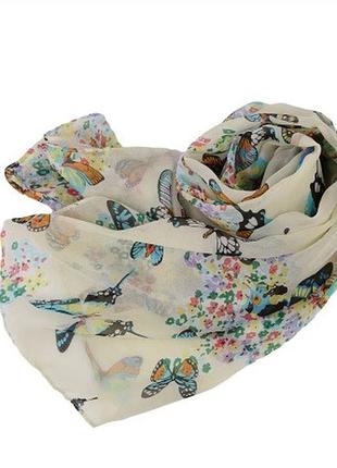 Женский шарф с бабочками - 142*42см