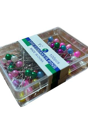 Булавки портновські пластикова коробка "кулька" 60 шт. асорті (3,5 см) (6285)