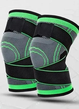 Наколенники для спорта knee support 26wn erg, компрессионные, 2 шт, черно-зеленые