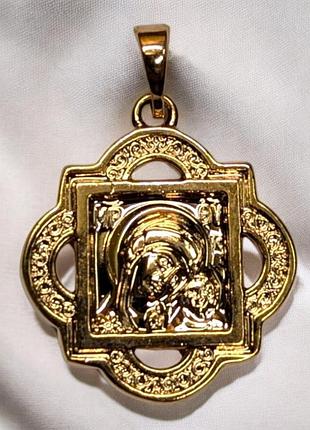 Кулон ладанка иконка xuping медицинское золото ксюпинг 1.5 см ладанка квадратна з полукільцями пресвята