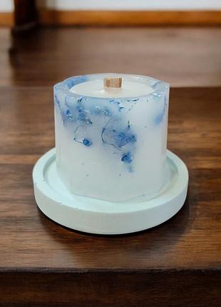 Кристалл спокойствия - свеча 5*5,5 см, с деревянным фитилем, 15 часы горение, с ароматом бабл-гам