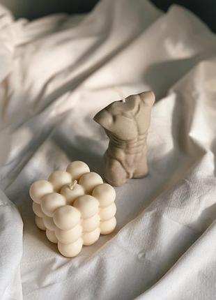 Набор соевых свечей bubble и man body с эфирными аромамаслами 2шт сotton