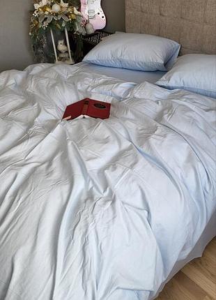 Комплект постільної білизни блакитний, turkish flannel