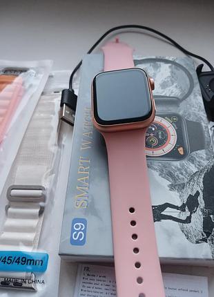 Смарт часы s9 и 4 дополнительных ремня, smart watch