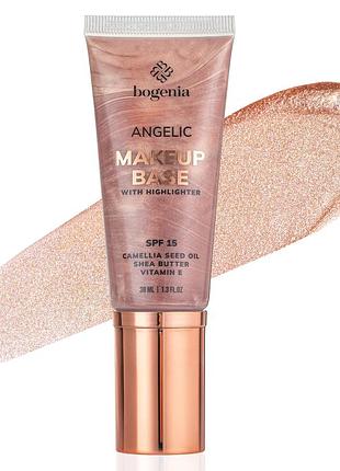 База под макияж с хайлайтером bogenia angelic makeup base with highlighter 38 мл (bg612), 001 бежевая