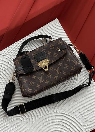 Брендова сумка класична із шкіри louis vuitton шкіряна сумка для дівчини через плече жіноча сумочка ділова луі вітон коричневий