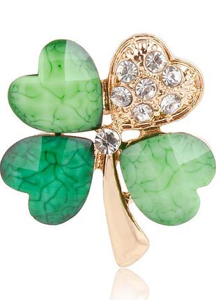 Брошка "листок конюшини" світло-зелений (84946789)