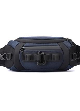 Мужская сумка через плечо молодежная практичная синяя бананка tiding