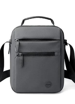 Мужская сумка месенджер на плечо плотная молодежная повседневная серая tiding