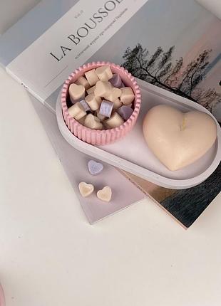 Набор соевая свеча сердце с мини-саше (30шт) с ароматом в кашпо на подставке ручной работы ticket to provence