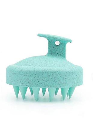 Силиконовый массажер, щетка для кожи головы (шабер для мытья волос) зеленый