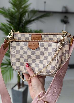 Брендова сумка клатч 3 в 1 із шкіри louis vuitton жіноча сумочка луі вітон шкіряна сумка для дівчини через плече