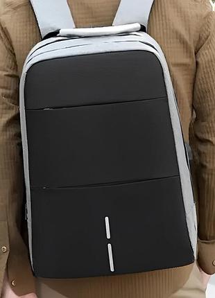 Мужской рюкзак городской молодежный повседневный плотный вместительный черный для ноутбука usb выход 18 литров