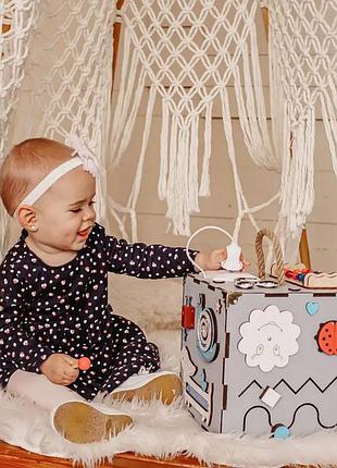 Большой детский деревянный бизикуб бизикубик 23х23 с деревянными элементами игрушка развивающий сортер для детей